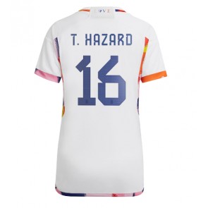 Belgien Thorgan Hazard #16 kläder Kvinnor VM 2022 Bortatröja Kortärmad